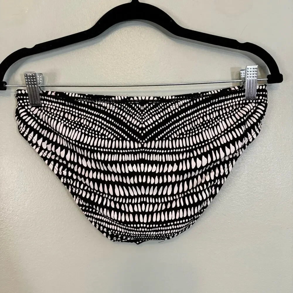 Kenneth Cole Women's Black White Find Tranquility Hipster Bikini‎ Bottom Small